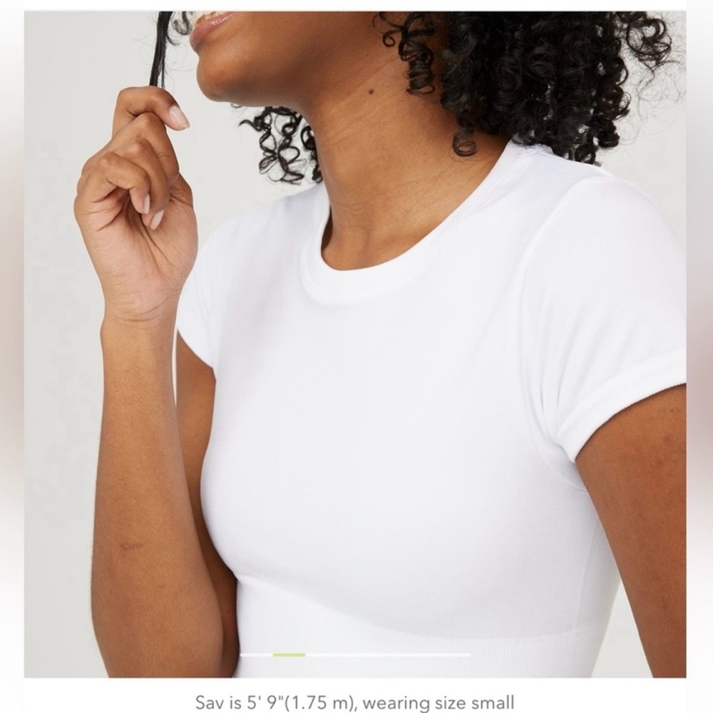 Aerie Offline White Short Sleeve Cropped Top, Women’s Sz L